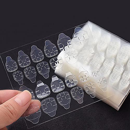 Nail Glue Stickers Double side, 24 double side transparent Flexible adhesive tape for women fake nails